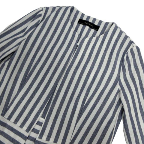 ZARA BASIC Collarless Cotton Jacket 3/4 Sleeve Ca… - image 3