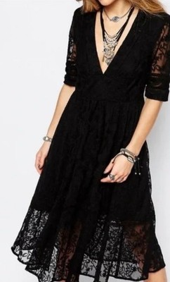 Free People Mountain Laurel Lace Crochet Midi Boho Dress Size XS Hippie Fairy