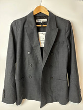 NWT Zara Taupe Gray Double Breasted Blazer Jacket Size L Style 9349/261/898