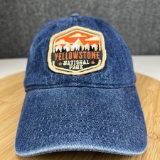 Yellowstone National Park Denim Hat Cap Strapback Adjustable Blue Patch Mountain