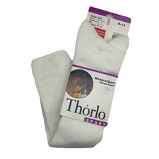 VTG Socks 10-13 Over Calf Crew Thorlo Sport White B-13 USA Made Acrylic Thick