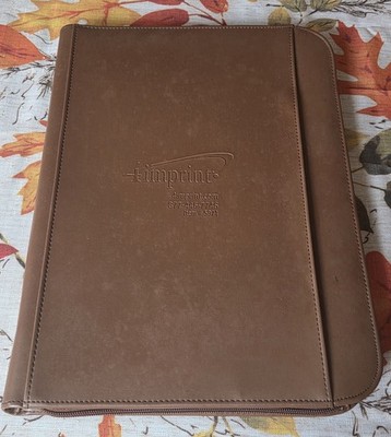 4IMPRINT Padfolio Business Executive Brown Faux Leather Portfolio Zippered NEW
