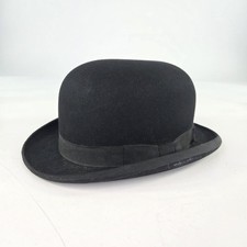 Harrods of London Antique Derby Bowler Hat Size 6 7/8 Black Felt VTG Hats