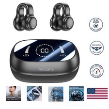 Bluetooth 5.3 Wireless Earbuds with Air Conduction LED Display - Sporty Black