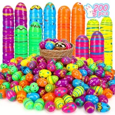 200 PCS 2.25" Plastic Easter Eggs Empty Easter Eggs Fillable Bright Eggs Bulk
