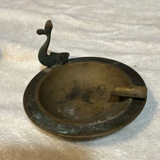 Mid-Century Ash Tray Brass Modern Maurice ASCALON Great Patina 2 Piece