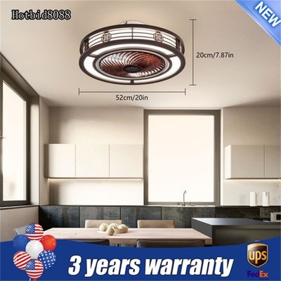 20'' Ceiling Fans+Light,Flush Mount Fandelier +Remote, Dimmable/Wind Speed/Timer