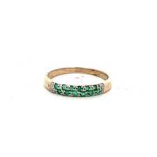 9ct yellow gold diamond and emerald ring size P (sh24944l)