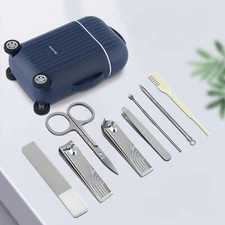 8PCS Pedicure / Manicure Set Nail Clippers Cleaner Cuticle Grooming Kit Case