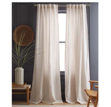 Quince SAND European Linen Curtain Panel Set of 2 48x96" Light-Filtering