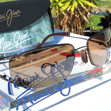  NEW  Maui Jim "KUKUNA" 353-23 Gloss Copper SEMI-RIMLESS WRAPS/ Bronze Lenses 