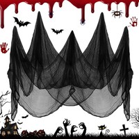 Halloween Gruseliges Tuch Schwarz 215X500Cm Gaze FüR Gothic Dekoration Party