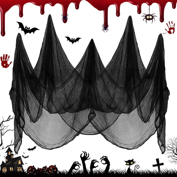 Halloween Gruseliges Tuch Schwarz 215X500Cm Gaze FüR Gothic Dekoration Party-image