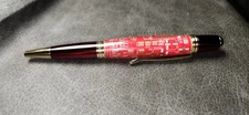 Handmade Red and Gold Sierra-Style Pen with Red Circuit Board Image