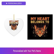 Custom Bengal Cat Pet Lover Set of 2 Ornament Personalized Name Unique Gift