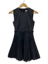 RED VALENTINO Sleeveless Dress, Size 38, Polyester, Black, All-Over Print