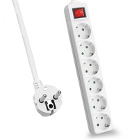 Helos Power Strip Classic 6-Compartment White with Switch 262797