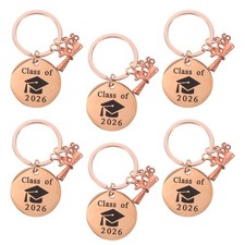 6Pcs Graduation Cap Keychains Multi Color Reusable Stainless Steel Keepsakes