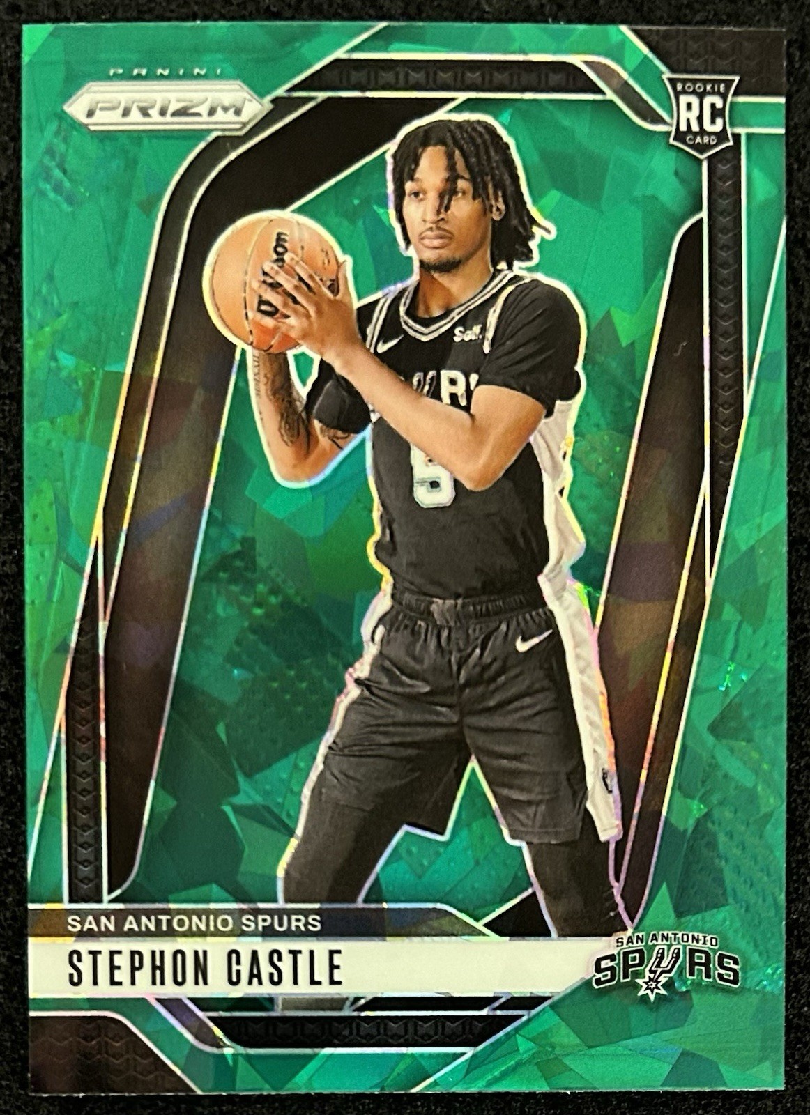 2024-25 Panini Prizm #234 Stephon Castle RC Green Ice San Antonio Spurs Rookie