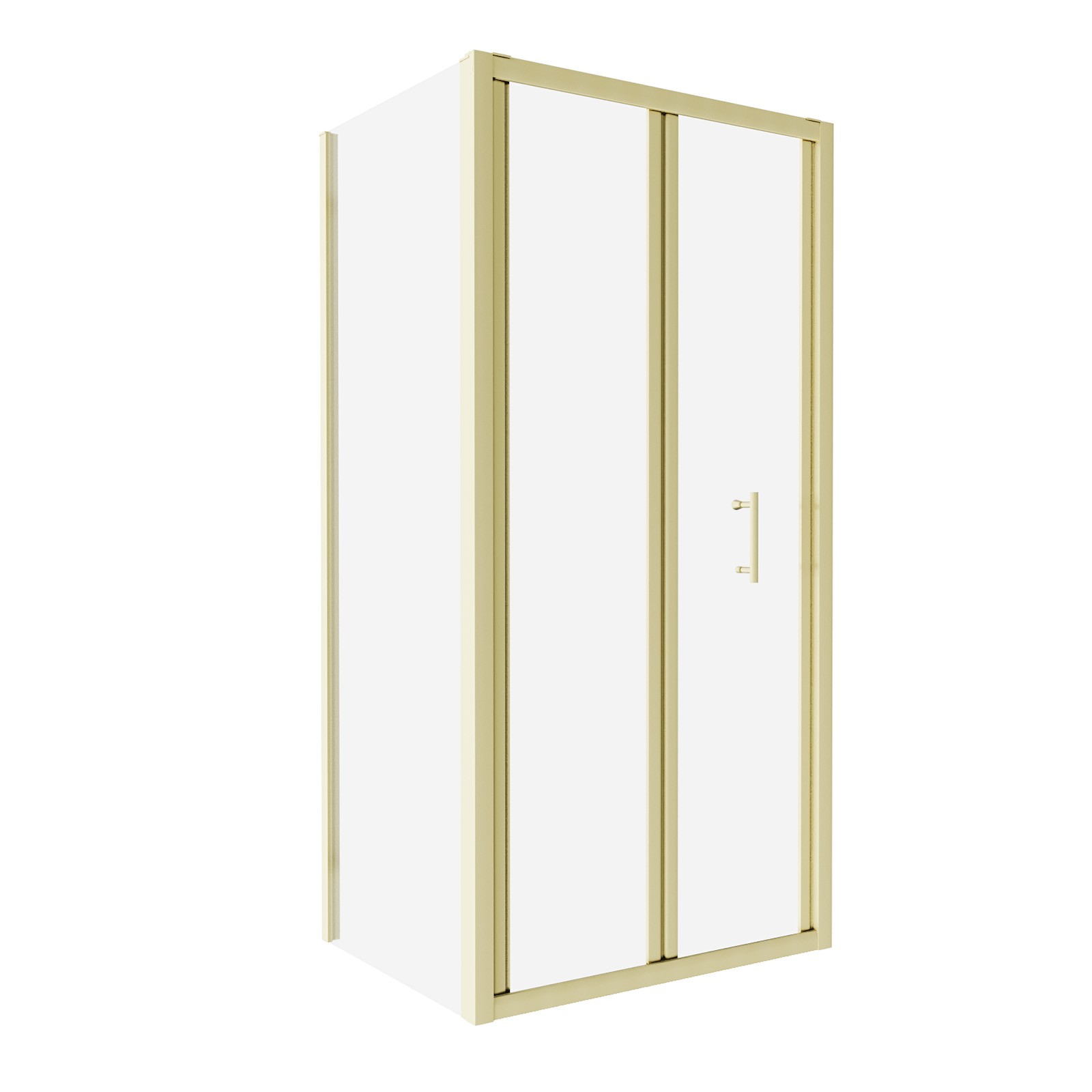 Nes Home Brushed Brass 900Mm Bi-Fold Shower Door 700Mm Side Panel Tempered Glass - Image 2
