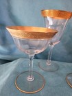 3-Crystal Glasses Gold Encrusted Rim Tiffin Franciscan Rambler Rose Valencia? — photo 4