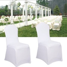 Produktbild - 15x Universell Stuhlhussen Stretch Stuhlüberzug Weiß Stuhlbezug Hochzeit