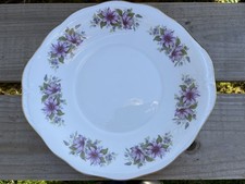 Vintage Royal Kent Bone China Violet Flowers 10” Cake Sandwich Plate