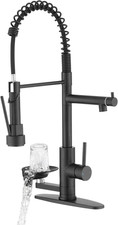 Matte Black Kitchen Faucet with Glass Rinser Pull Down Sprayer, 304 SS