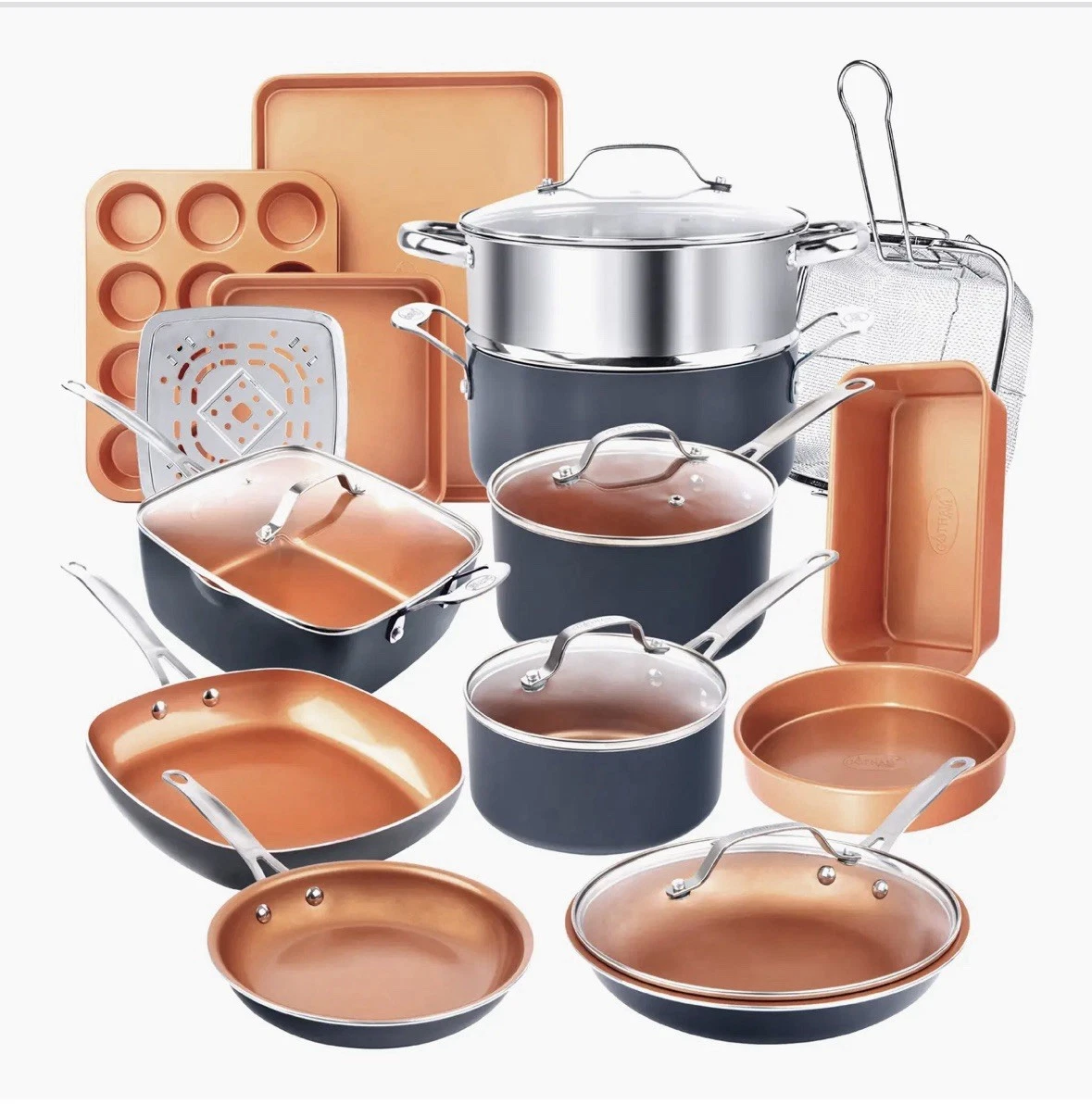 Gotham Steel True 20 Pc Ceramic Cookware Set Nonstick Ceramic Pots and Pans