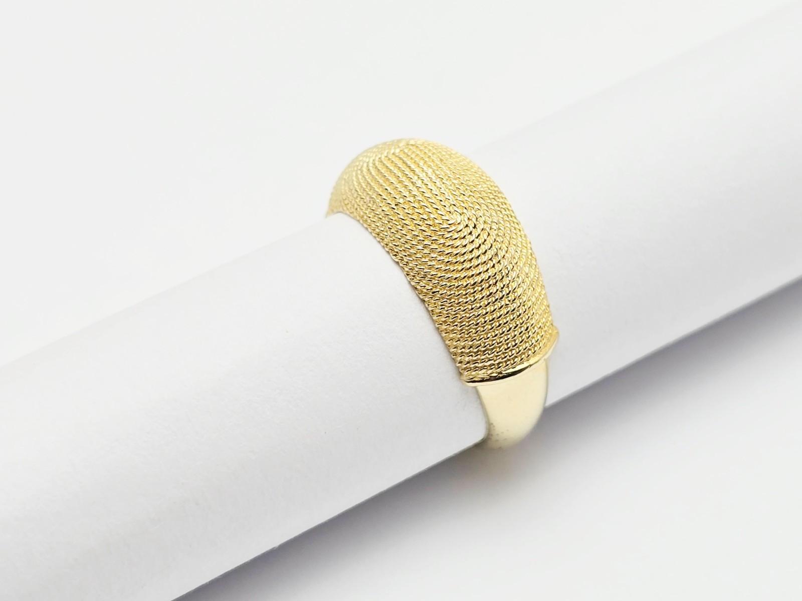 Unique 14K Solid Yellow Gold Granulated Domed Mes… - image 5