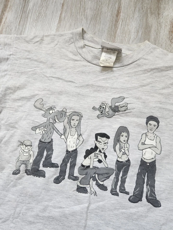Camiseta De Colección '96 Universal Bullwinkle & Moose Gris Cuello Redondo Manga Corta EE. UU. Talla M Foto 2 de 4