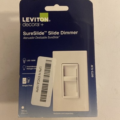 Leviton Decora+ SureSlide 6672-1LW Single Pole Slide Dimmer Switch White NEW