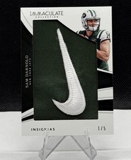 2018 Sam Darnold rookie card game worn Nike Patch numbered 1 out of 5 rare card. rookie card picture