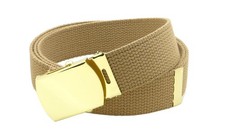 Canvas Web Belt Military Style with Brass Buckle and Tip 54" Long Many Colors...