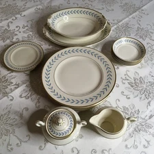 Old Ivory Sherwood Blue Laurel China 19 Piece Set. Plates, Bowls, Creamer/Sugar
