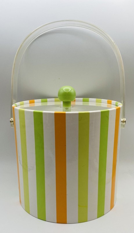 Vintage Colorful Retro Ice Bucket With Clear Lucite Handle