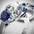 White and Blue Sapphire Diamond Engagement Ring 14k solid gold #R1480 — photo 3