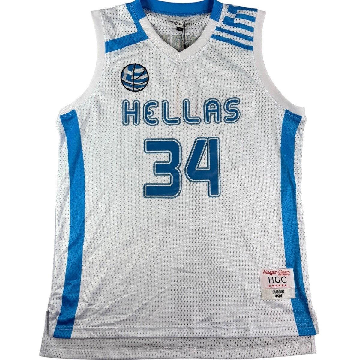 Headgear Classics Giannis Antetokounmpo Hellas Greece Jersey White