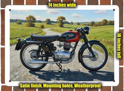 Metal Sign - 1956 Gilera 150 Sport Motorcycle Oil Painting - 14x10
