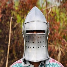 Medieval Barbute Bascinet Helmet Handmade Steel Knight Helmet LARP, SCA, Cosplay