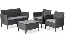 Keter Salemo Divano, 2 Poltrone e Tavolino Lounge Set in Rattan - Grafite Grigio