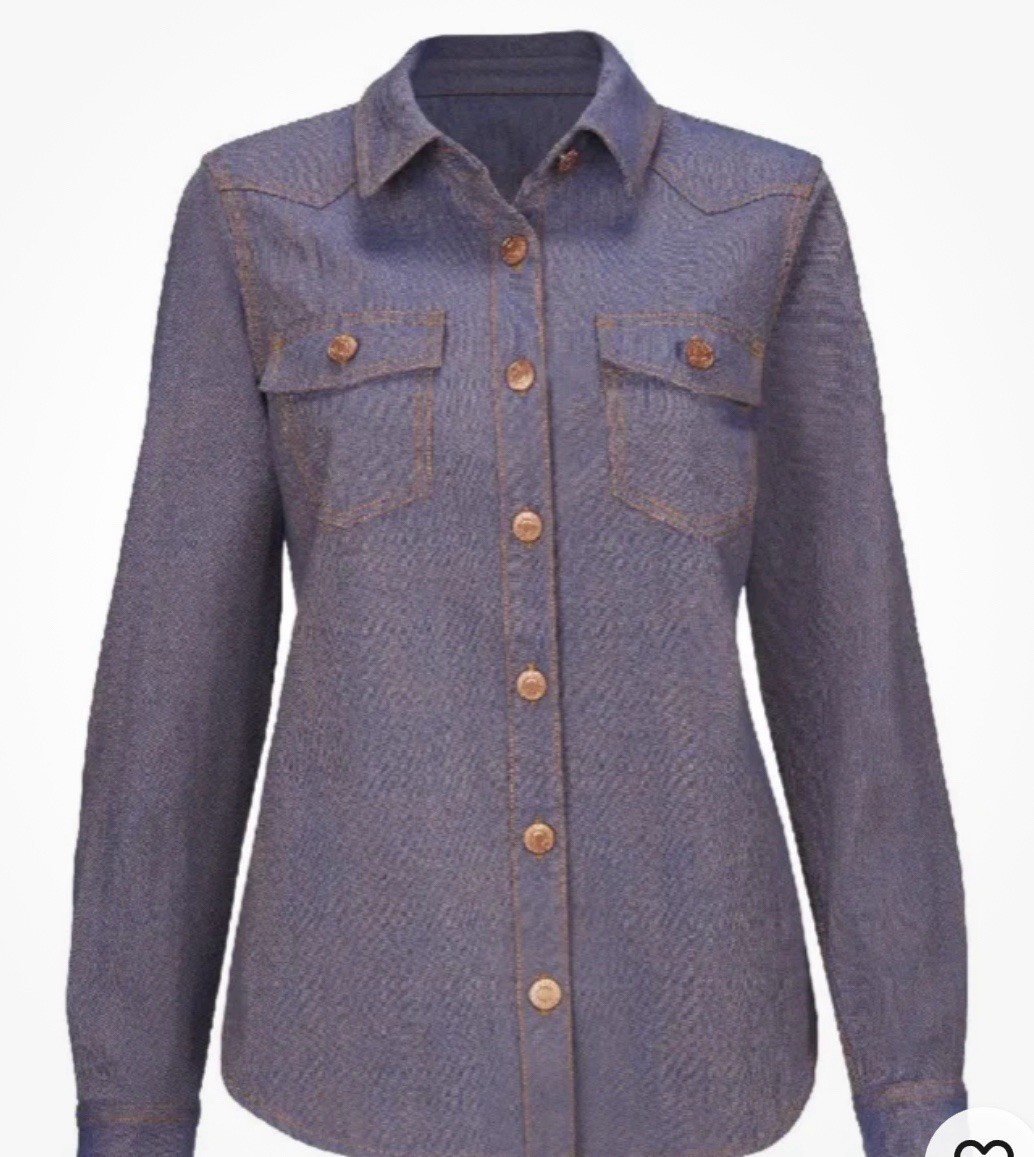 Cabi Workshop Shacket Jacket Button Front Western… - image 2