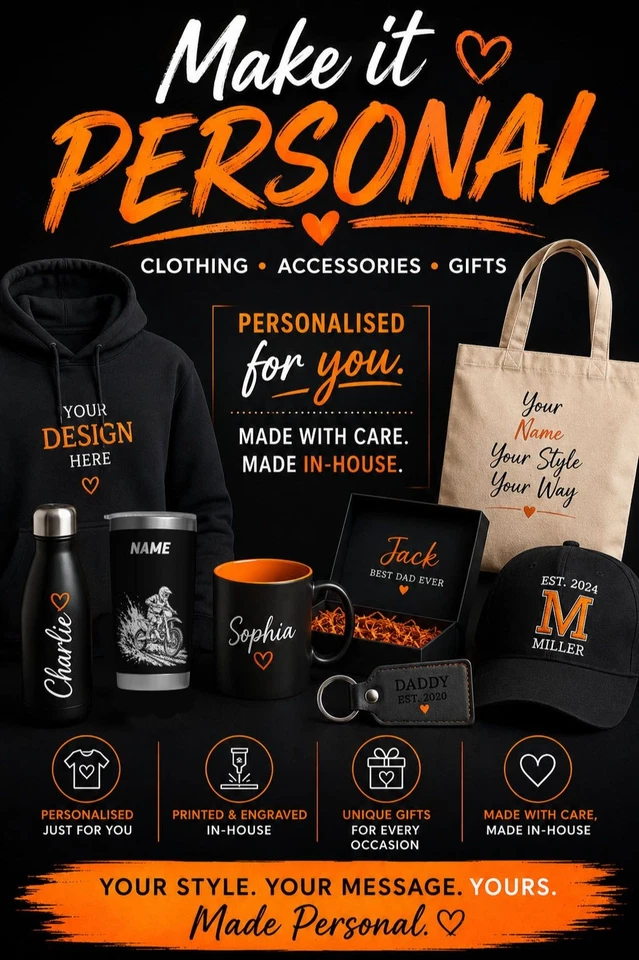 Personalised Clothing, Accessories & Gifts