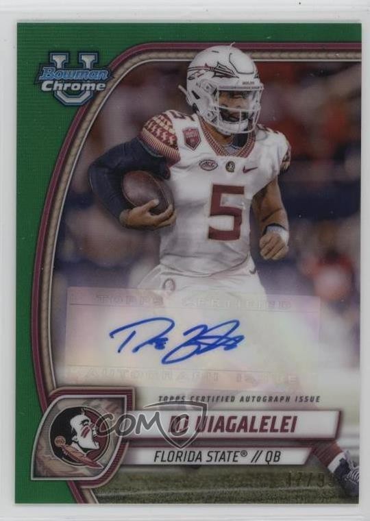 2024 Bowman U Chrome Prospect Green Refractor 17/99 DJ Uiagalelei Auto 05jo