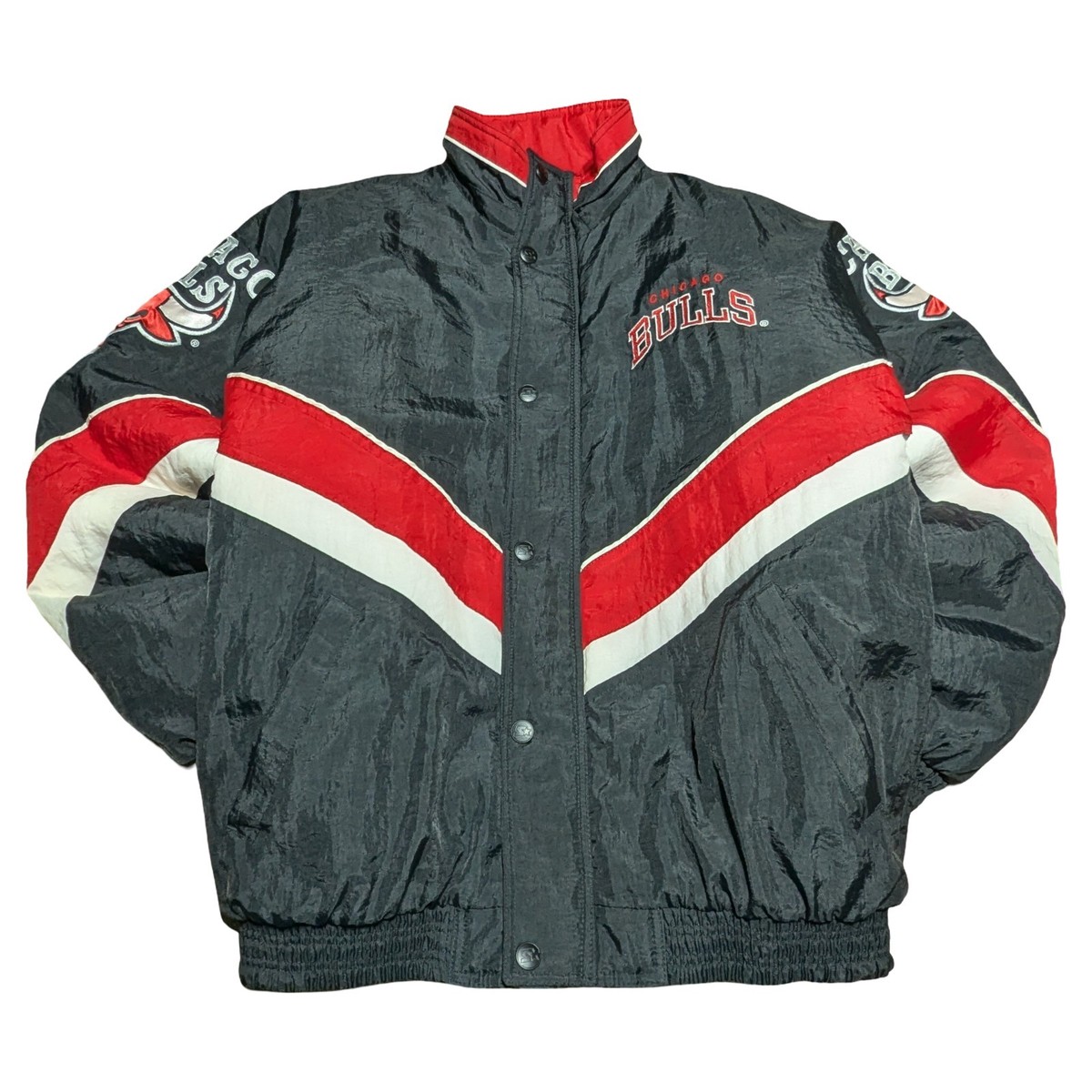 90s starter BULLS Korea製　リバーシブル　ジャケット 🔥👀VINTAGE RARE 1993 Chicago Bulls BLACK STARTER Zip Puffer