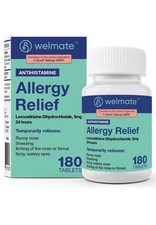 WELMATE Levocetirizine 5mg 24HR Allergy Relief | 180 Ct Exp 3/28 (Generic Xyzal)