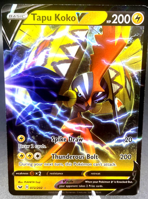 Pokémon TCG Tapu Koko V Sword & Shield Base Set 072/202 Holo Ultra Rare NM