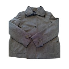 Jones New York Signature Grey Stretch Cotton Utility Jacket Blazer Womens 6