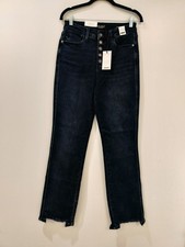 NWT Judy Blue High Rise Straight Leg Jeans Womens Size 7/28 Dark Wash Button Fly