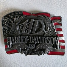 Harley-Davidson Stars & Stripes American Flag Belt Buckle, 1990s